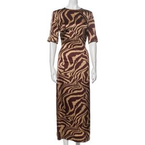 Silk Brown and Cream Zebra Print Dress
